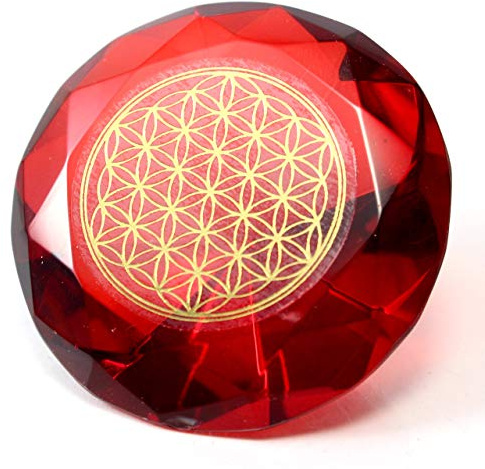 Tachyonen Diamant Blume des Lebens Rot 45 mm Energie 1. Chakra Wurzelchakra I Urenergie I Chakrenarbeit I Energiearbeit I Heilsitzungen I