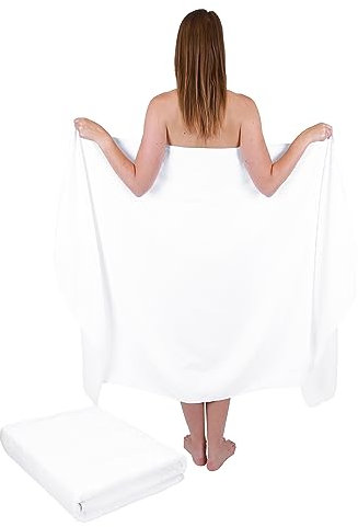 Betz 2 Unidades de Toallas de baño XXL 100cmx200cm Dresden Juego de Toallas de Sauna 100% algodón Color Blanco - 1909000