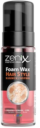 Zenix Foam Wax Keratin 150ml | Styling Schaum für Männer | Haarprodukt mit Starkem Halt | Stylingprodukt für Struktur, Volumen & Glanz | Schaum Wax | Haar-Mousse Herren | Frischer Duft