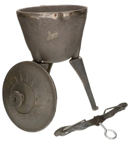 KOTARBAU® Caldero de hierro fundido 5 L, Caldero con patas, Olla de hierro para fuego, Caldero con tapa y asas, Caldero con soporte para colgar, Horno holandés, Olla de camping, Olla horno