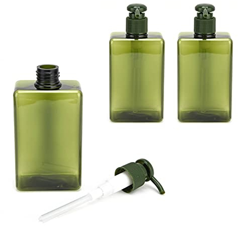 Haofy Distributeur de Savon, Distributeur de Pompe ¨¤ Main 3 Pi¨¨ces 280 ML, R¨¦cipient de Savon Liquide pour Shampooing Lotion Vide, Bouteille de Presse ¨¦tanche Vert Noiratre