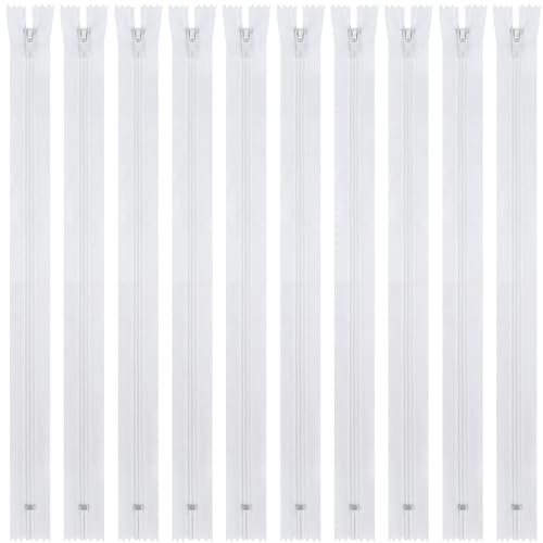DOITEM 10pcs 20cm/8 Inch Multicolor Nylon Coil Cerniere per Cucire e Artigianato, Bianco