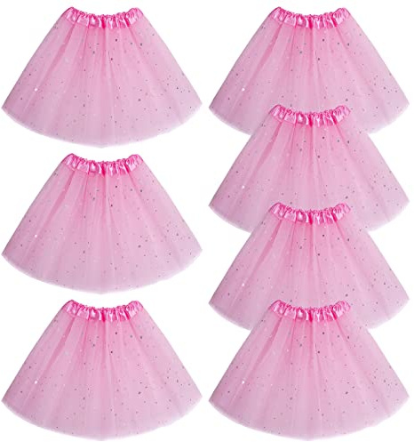 baotongle 7 Stücke Tütü Star Minirock Tüllrock Ballettrock Prinzessin Tüllrock für Karneval Geburtstag Halloween Party Mädchen (Rosa) …