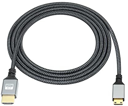 RIIEYOCA 4K Mini HDMI a HDMI Cable, Mini HDMI Macho a HDMI Macho Cable Trenzado Soporte 3D y 4K UHD, 1080p, para Laptop, Proyector, TV, Monitor, Videocámara (2m / 6.56ft)