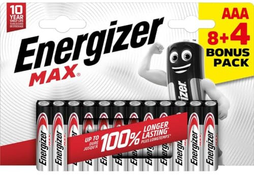 Energizer Max Micro (AAA) Lot de 12 Piles alcalines au manganèse 1,5 V
