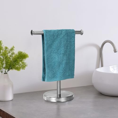 Songtec Hand Towel Holder Stand for Bathroom Vanity Countertops, Fingertip Towel Rack, T-Shape Holder, Accessories Jewelry Stand - Brushed Nickle