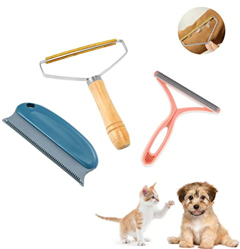 Tierhaarentferner, 3 Stück Fusselbürste Kleiderbürste, Katzenhaarentferner, Fusselentferner Tierhaare, Magische Pfoten Fusselbürste, für Kleidung Mäntel Hundehaare Katzenhaare Bett