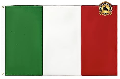 Bandera italiana de Italia de 3 x 5 pies para exteriores con rayas cosidas, bandera de Italia resistente de 3 x 5 pies, material de poliéster con 2 ojales de metal, 4 filas de costuras