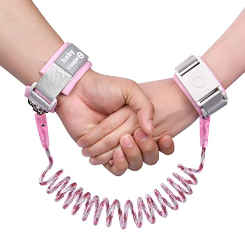 Aomig Säkerhetsarmband för barn, 1,5 m Handledskoppel anti-förlorat armband barn gång handbälte, koppel för barn, barn säkerhetslina, barn koppel handled för barn och småbarn - rosa