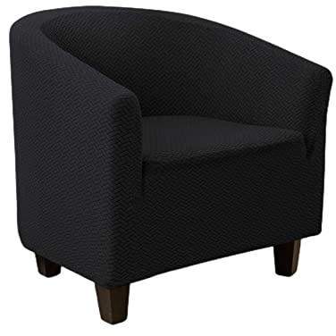 YOPOIY dehnen Sanft Cocktailsessel Bezug sesselbezug Jacquard Loungesessel Cocktailsessel Abnehmbar Waschbar Wannenstuhlbezug für Living Room Bar Counter Hotel -Schwarz