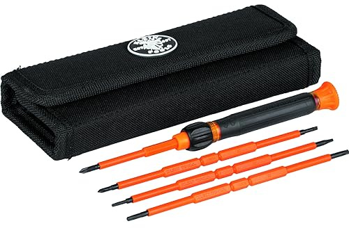 Klein Tools 32584INSR Precision 8-in-1 Screwdriver Set with Case, 1000V Rated Insulated Set with Phillips, Slotted and Tamperproof TORX Tips