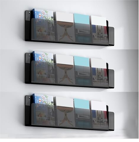 Zeitschriftenregal Prospektständer 3er Pack Acryl Broschüren-Halter Wandmontage, Arbeitszimmer/ Buchhandlung Hängend Bücherregal, Warteraum/ Ausstellung Organizer-Regal, 40 60 80 100 120 cm lang ( Col