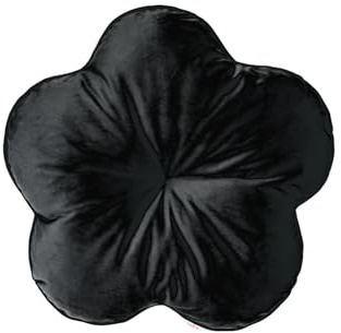 beties - Samt&Sonders Serie - Kissen Blume ca. 50 Ø cm; Blümchen-Kissen, Bodenkissen, Sitzkissen, Wohndekoration & Plüsch-Wurfkissen für Bett, Sofa, Sessel zur Deko-Stofftiere (schwarz)