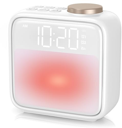 Jaeounr Sunrise Alarm Clocks for Bedrooms, Digital Clock with Sound Machine Nightlight, 1800mAh Rechargable Battery, Alarm Clock for Kids, Heavy Sleepers, Teens, Living Room