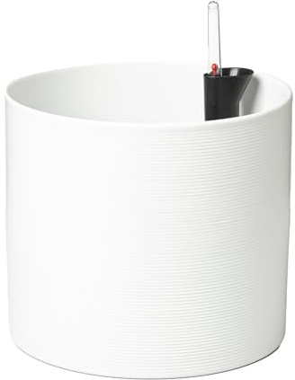 Scheurich Wateringsystem 23, Blumentopf mit Bewässerungsanzeige/Gießanzeige/Bewässerungssystem aus Keramik Farbe: Panna inkl. Wateringsystem, 23 cm Durchmesser, 21 cm hoch, 7,4 l Vol.