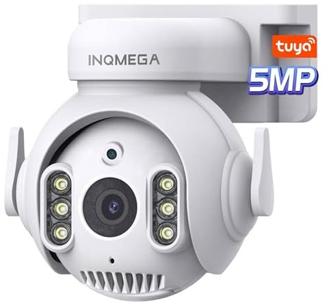 INQMEGA 5MP TUYA Smart Camera,Security Home Surveillance Camera with 2.4G WiFi,2-Way Audio, Full Color Night Vision, Waterproof, Motion Detection, Spotlight & Siren