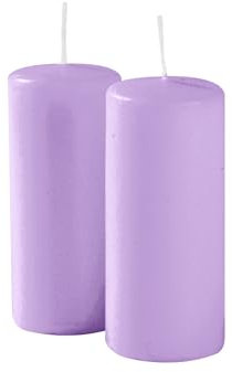 Risthò Candele Cero, Viola Polvere, Diametro 5 cm, Altezza 12 cm, 9 pezzi