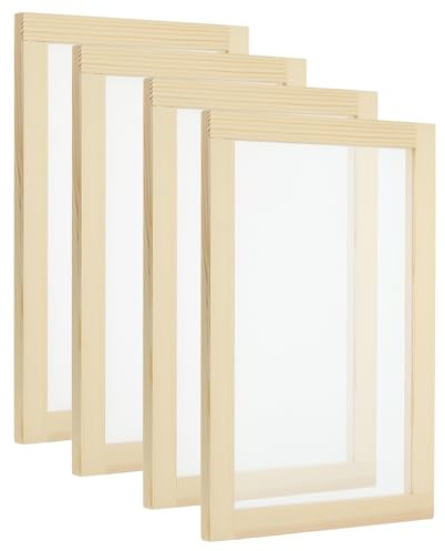 PATIKIL 4 Pack Wooden Paper Making Screen 11.8x7.9, Natural Color | Paper Making Mould Frame Papermaking Mould Deckle for DIY Craft Dried Flower Handcraft