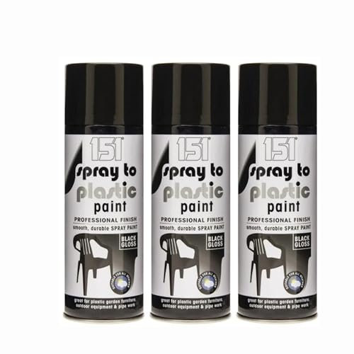 PNJB Black Gloss Spray Paint, Plastic Surface, Aerosol Primer, Smooth And Durable, Fast Drying Formula, Outdoor, Durable Spray,Easy to Use, 400ml (3pcs)