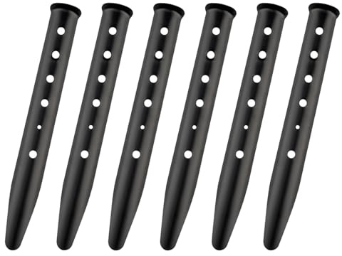 GisWell 6 Stück Sandheringe 31cm Set,Zeltheringe für Sand,Camping, Strand, und Outdoor-Aktivitäten,Robust und Leicht,Schwarze Heringe für Zelt und Markise