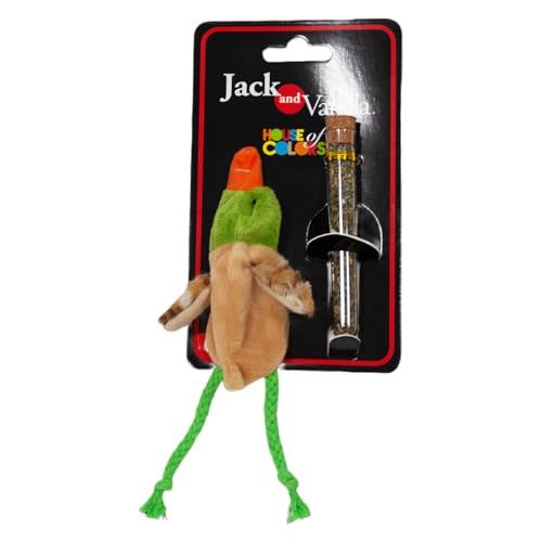 JACK AND VANILLA, Interaktives Katzenspielzeug in Entenform mit nachfüllbarer Katzenminze, 10,5 cm, Mehrfarbig, Stimuliert den Jagdinstinkt und unterhält Ihre Katze, Spielzeugmodell