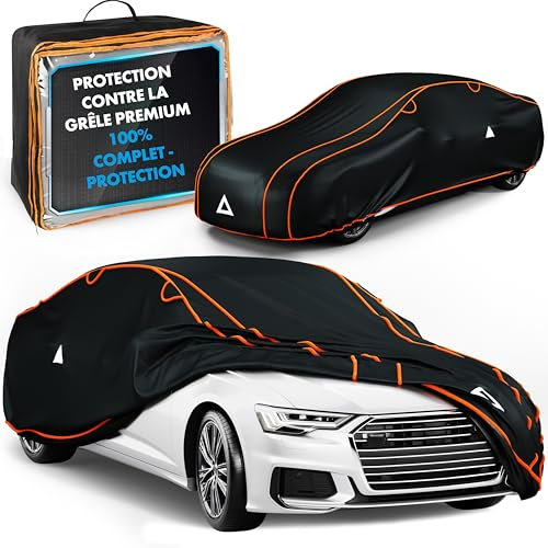 WALSER Bâche de voiture anti-grêle, Récompense Très Bon* housse de protection anti-grêle, Certifié par le TÜV Autriche* bâche contre la grêle Perma Protect Complete, Couverture de garage Taille 2 noir