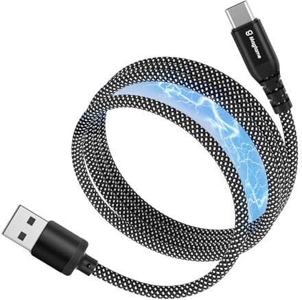 Magtame USB-A-auf-USB-C-Kabel magnetisch aufrollbar, 1 m Typ-C-ladekabel | Geflochtenes Nylon-Spiralkabel, einziehbar und verhedderungsfrei, Schnellladen für iPhone17/16/15, Samsung sowie USB-C-Geräte