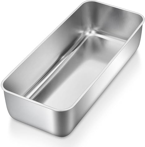 P&P CHEF Loaf Pans for Baking Bread, 12 x 5 Inch Large Stainless Steel Bread Loaf Pan Tins for Homemade Meatloaf Cake Brownies, Healthy & Sturdy, Oven & Dishwasher Safe, 1Pc
