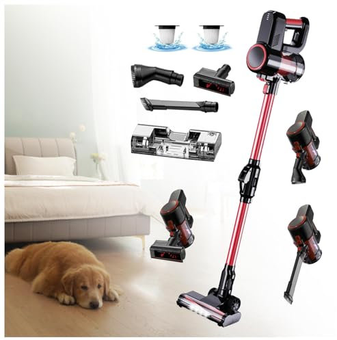 LRF-yxkj Lavapavimenti Senza Filo Asciutto e Umido,Luci LED,5 in 1 Scopa a Vapore Senza Fili per Pulizia Domestica/Capelli/Polvere/Lavapavimenti