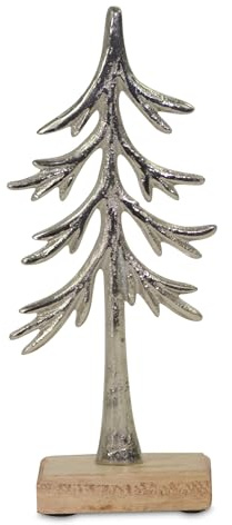 Riffelmacher Baum zum Stellen | 23x5 cm | Aluminium Silber | Winterdeko modern | Weihnachtsfigur Metall Aufsteller festlich glänzend | 24776
