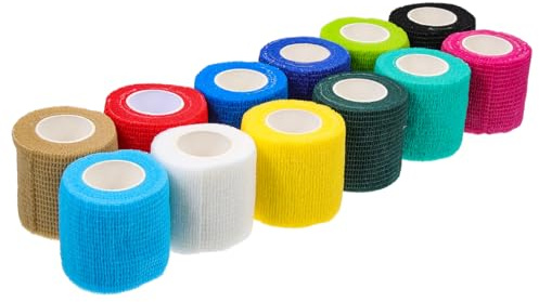 VILLFUL 12 Rollen Selbstklebendes Vet Wrap Tape Atmungsaktiv und Wasserfest Elastisches Verbandband für Pferde Hunde Katzen Flexibler Schutz bei Verletzungen und