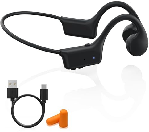 Casque Conduction Osseuse Bluetooth, Open Ear Sport Écouteur Conduction Osseuse Sans Fil Oreilles Ouvertes avec Micro, IP55 Étanche Conduction Casque pour Course à Pied, Sport, Cyclisme, Fitness