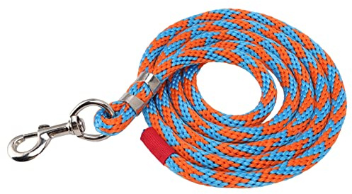 Jonlaki Cuerda de Nailon para Caballo de 8,2 Pies con Ganchos de Aleación - Multiusos para Ganado y Mascotas - Agarre Cómodo en Azul y Naranja (Azul Naranja)