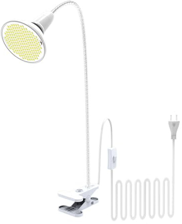 QIANYAN 200 LED Vollspektrum Pflanzenlampe, 360° Schwanenhals Wachstumslampe für Zimmerpflanzenwachstum Garten Gewächshaus, Starker Griffclip Fixiert mit E27