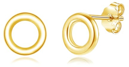 Estrellique Ohrstecker Silber 925, Hypoallergen 925 Sterling Silber Flache Plättchen Kreis Ohrstecker für Damen Mädchen, Unisex Ziemliche 6mm / 10mm Knorpel Schlafen Ohrringe Stecker Damenschmuck