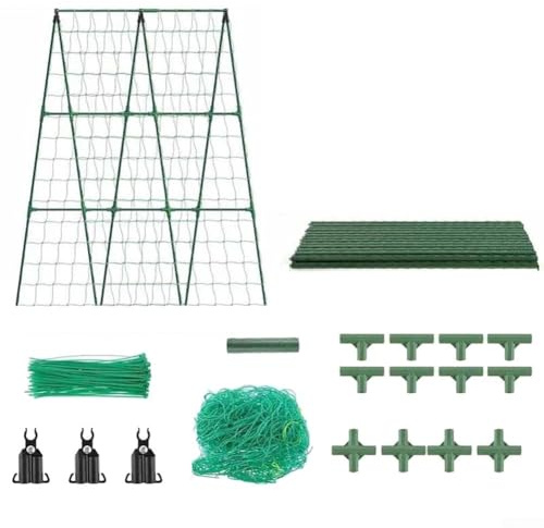 Desiumite A-förmiges Gurken-Rankgitter aus Metall, für Gartenunterstützung, PVC-beschichteter Stahl, Pflanzenklettergitter mit Netz, Werkzeugmontage, 80 x 80 cm bis 120 x 160 cm (80 x 120 cm)