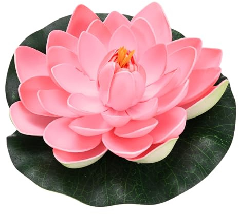 M METERXITY 1-Set Artificial Floating Lotus Flower 7 inch, Dark Red | Foam, Water Lily Pad, Fake Lotus Flowers, Water Lilies, For Pool/Fountain/Garden Decor, Pond Plants Ornaments