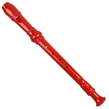 Mr.Power Soprano Recorder German Style C Key for Beginner Student Music Class 3 Piece ABS With Fingering Chart + Cleaning Stick + Carrying Bag (Red)