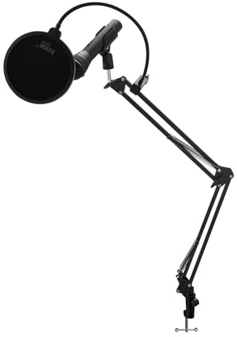 SAMSON Q2U Black Handheld Dynamic USB Microphone with Knox Boom Arm and Pop Filter