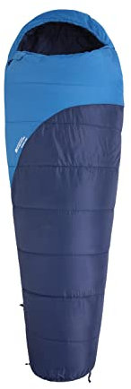 Mountain Warehouse Summit 300 Sleeping Bag - 3/4 Season, Insulated Mummy Shaped Bag - Best for Spring Summer, Camping, Trekking Cobalt Right Handed Zip - Regular length (200cm)