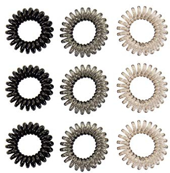 Oblique Unique® 9 Stück Spiral Haargummi Telefonkabel Zopfgummi Haarband für Mädchen Damen Frauen elastisch - Farbe wählbar (Schwarz)