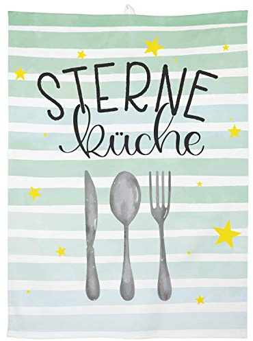 GRUSS & CO Geschirrtuch mit Motiv Sterneküche | Baumwolle, 60 cm x 45 cm, Farbiger Motivdruck | Geschenk für die Küche, Kochen, Backen, Grillen | 47105