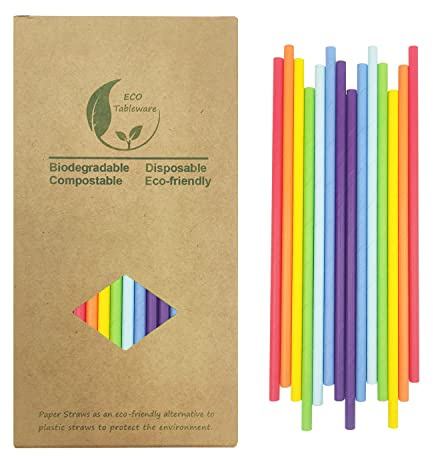 7 Colors Rainbow Paper Drinking Straws, Pack of 100 Solid Single Plain Color In Assorted Multi Colors Straw for DIY Crafts, Birthday Party, Cake Pop Sticks