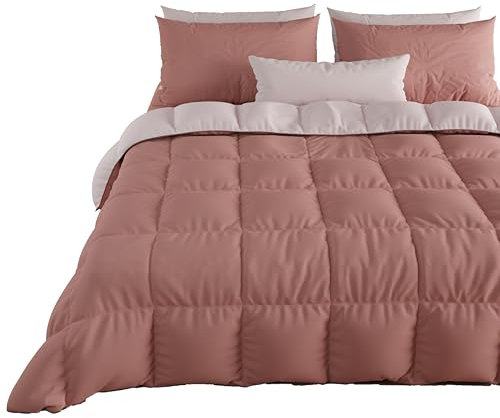 PETTI Artigiani Italiani - Trapunta Matrimoniale Invernale, Piumone Matrimoniale, Tinta Unita Double Face Cipria 100% Made in Italy