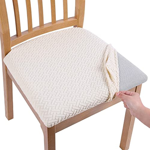 Homaxy Stolsöverdrag, set med 6 st, stretchöverdrag för stolar, stolsöverdrag för matrumsstolar, tvättbart skyddsöverdrag för stolar, beige