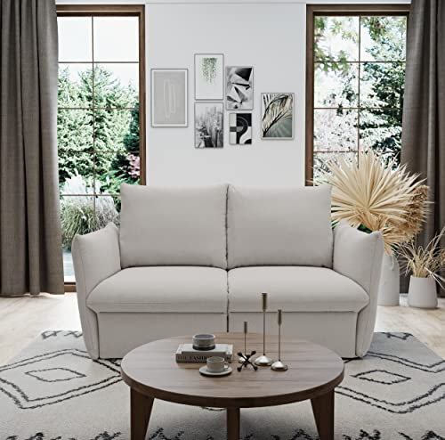 DOMO. collection Sofa Cloud Box, 2-Sitzer mit Schlaffunktion und Boxspringfederung, 2er Couch mit Bettauszug, Schlafsofa, Boxspringsofa 180 x 97 x 100 cm (BxTxH), Silber