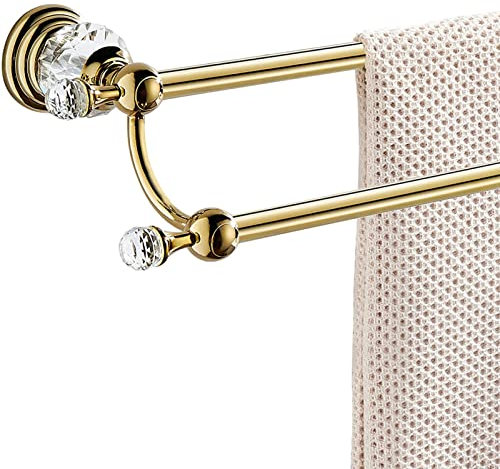 HYBXAQ Handtuchstange Handtuchhalter Haushalt Tuch Rack 40 cm 50 cm 60 cm Kristall Messing Doppel Tuch Bar Gold Anhänger Bad Zubehör Tuch Bar (Size : 50cm)
