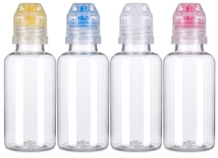 ZAYOIZY 4pcs Mini Honey Squeeze Bottle Refillable Condiment Container Dispenser with Flip Top, Camping/Travel Size Leakproof Bottles for Syrups, Ketchup, Salad Dressing, Cooking Oils