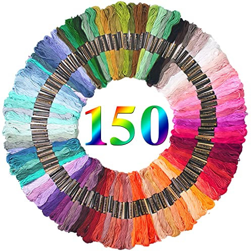 Stickgarn Baumwolle, 150 Farben Perlgarn für Freundschaftsbänder 6 Stränge pro Garn, jeweils 8 m lang Stickgarn Wird für Stickbilder, Kreuzstichfaden, Armbandfaden, Kunsthandwerksdrehfaden