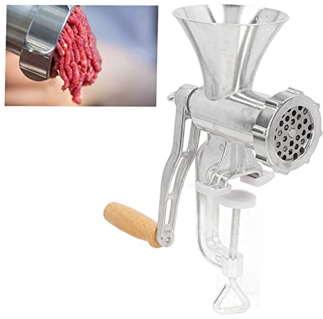 Restokki Manual de picadora de carne manual, picadora de carne con manivela de acero inoxidable picadora de cerdo doméstica para relleno de salchichas, picadora de carne manual